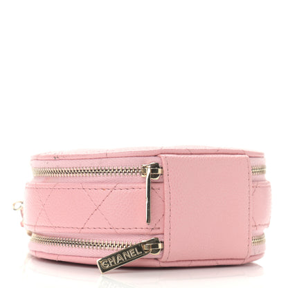 Chanel Caviar Quilted Round Handle With Care Vanity With Chain Pink 4 of 14