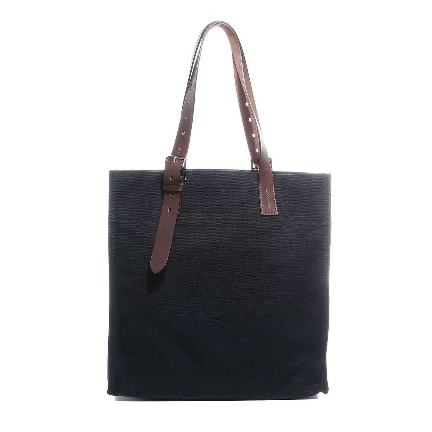 Canvas Calfskin Etriviere Shopping Tote Black