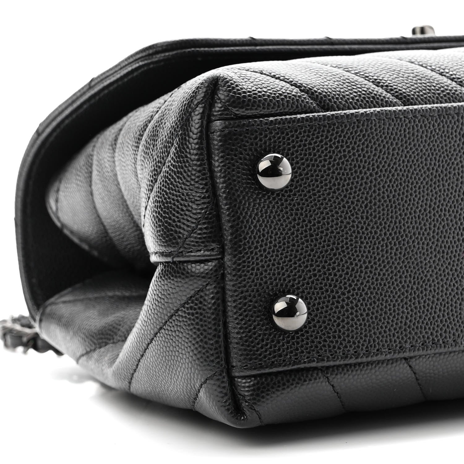 Chanel Caviar Chevron Quilted Mini Coco Handle Flap So Black 9 of 10