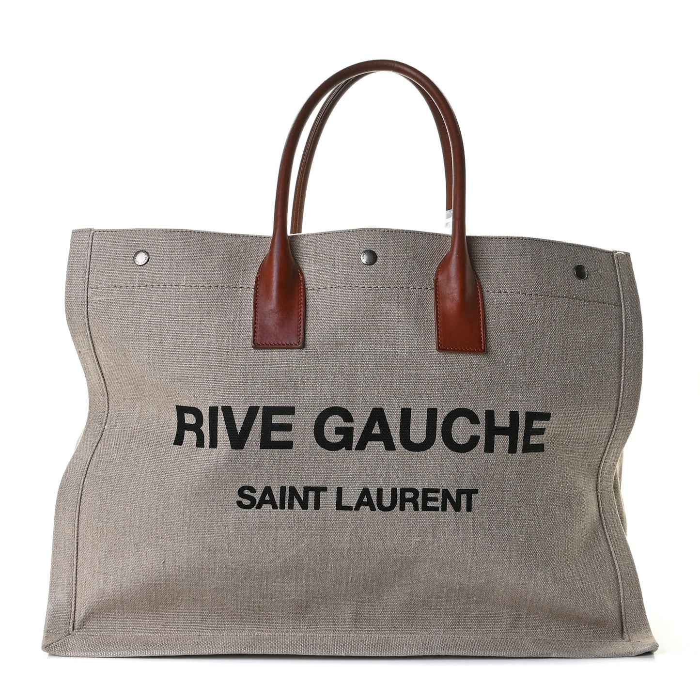 Linen Calfskin Rive Gauche Tote Tan
