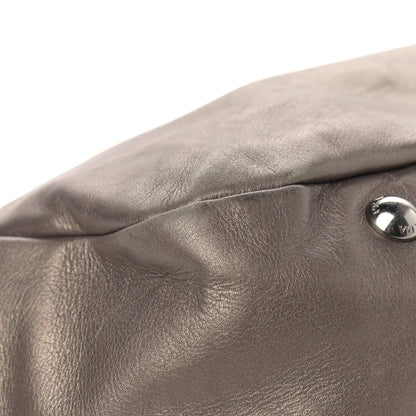 Prada Metallic Soft Calfskin Two Pocket Hobo Fumo Mordore 11 of 18