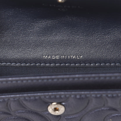 Chanel Goatskin Camellia Embossed Flap Card Holder Wallet Grey 6 of 9