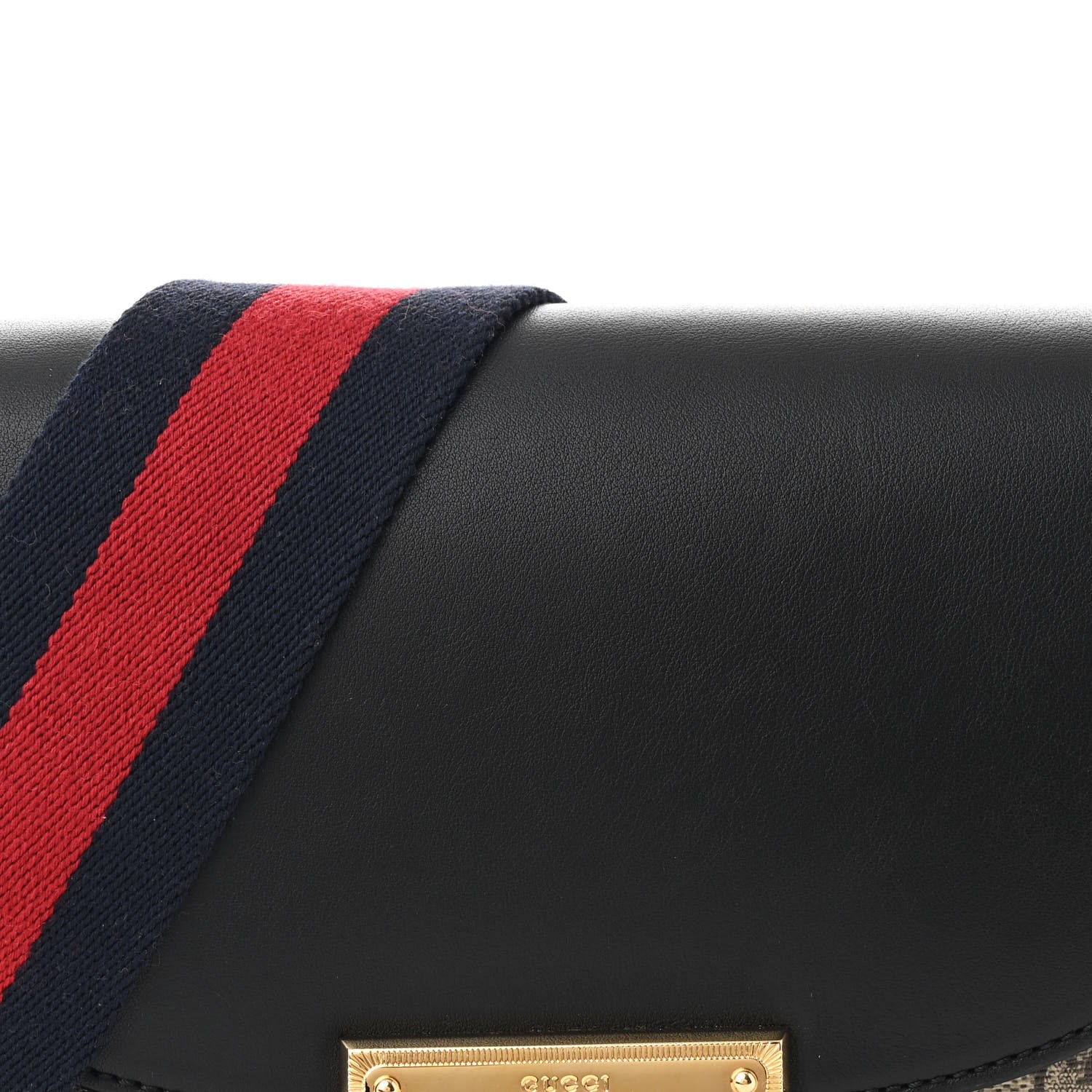 Gucci GG Supreme Monogram Web Medium Padlock Messenger Shoulder Bag Black 8 of 10