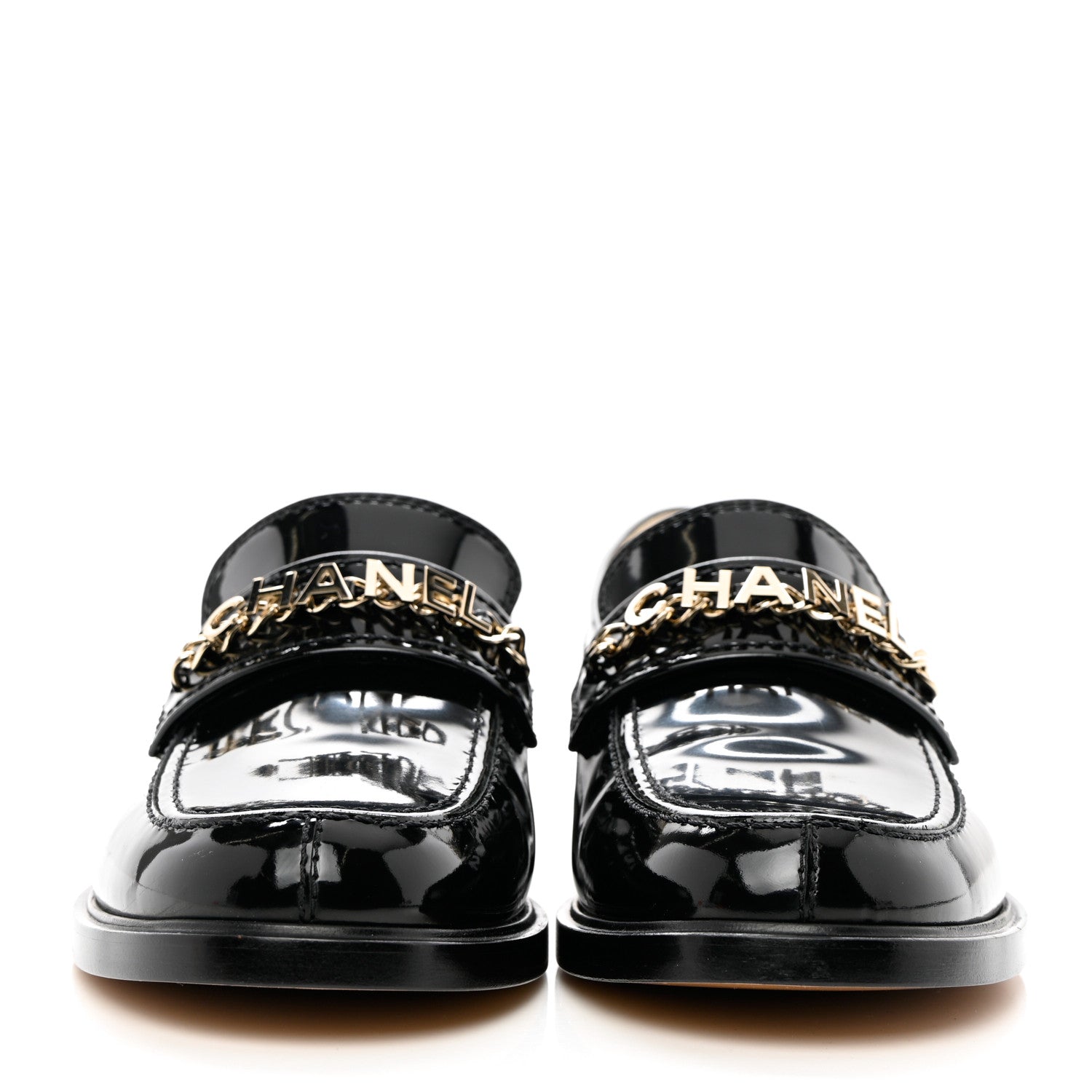 Chanel Shiny Calfskin Logo Loafers 42 Black 2 of 9