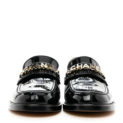 Chanel Shiny Calfskin Logo Loafers 42 Black 2 of 9