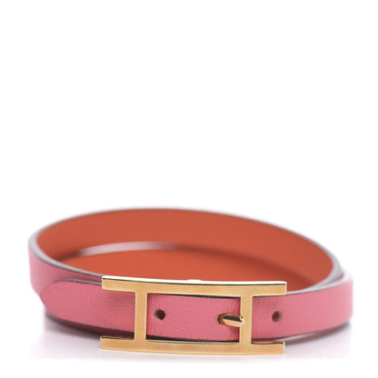 Hermes Swift Behapi Double Tour Reversible Bracelet S Rose Azalee Orange Poppy 1 of 5