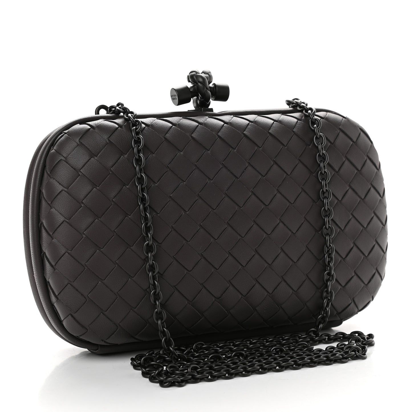 Nappa Intrecciato Chain Knot Clutch Steel