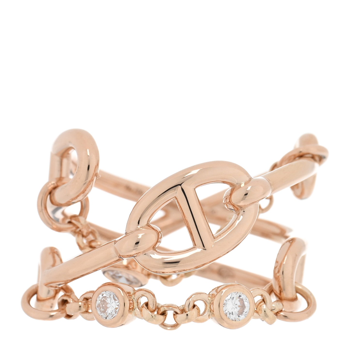18K Rose Gold Diamond MM Chaine d'Ancre Chaos Ring 50 5.25