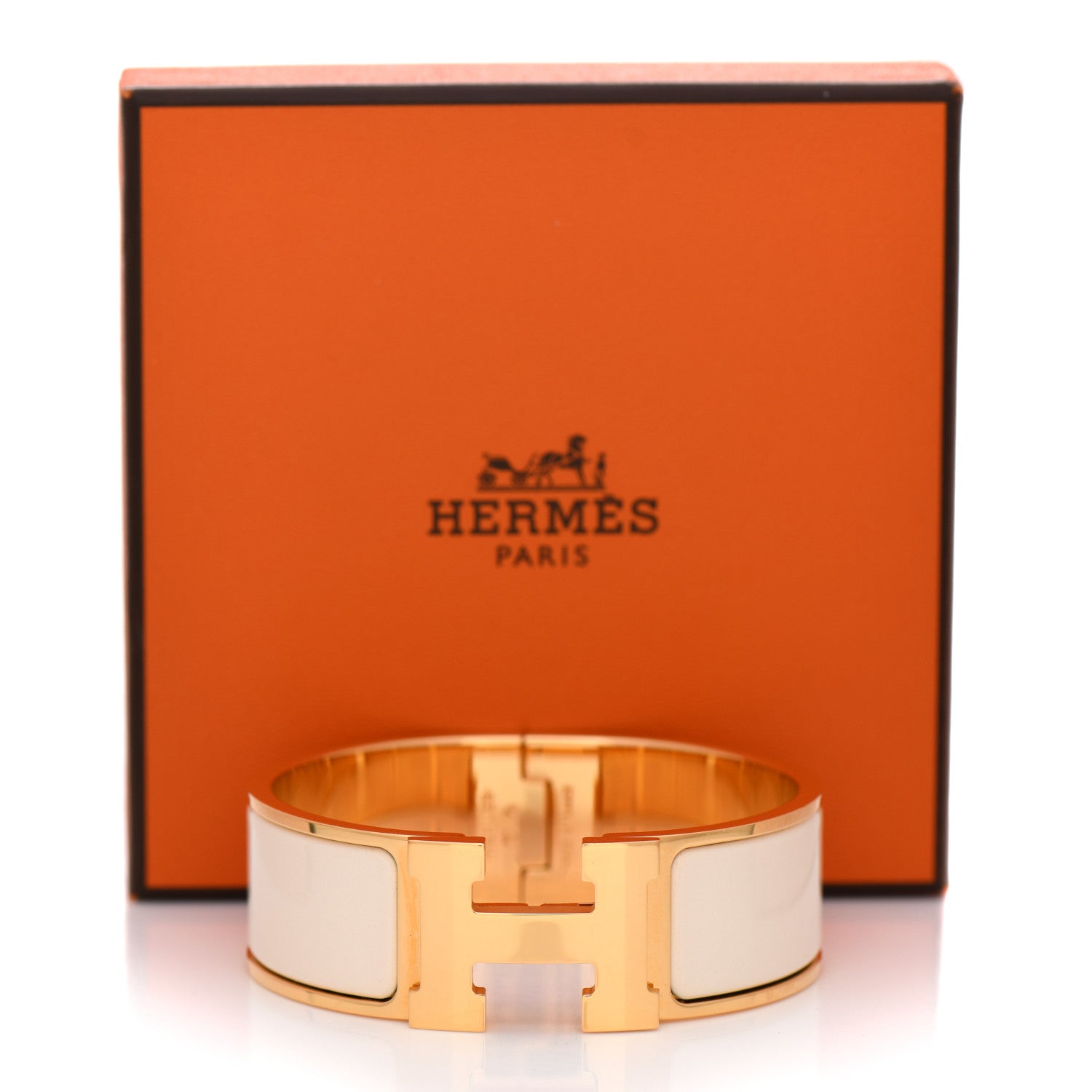 Hermes Enamel Wide Clic Clac H Bracelet PM White 4 of 4