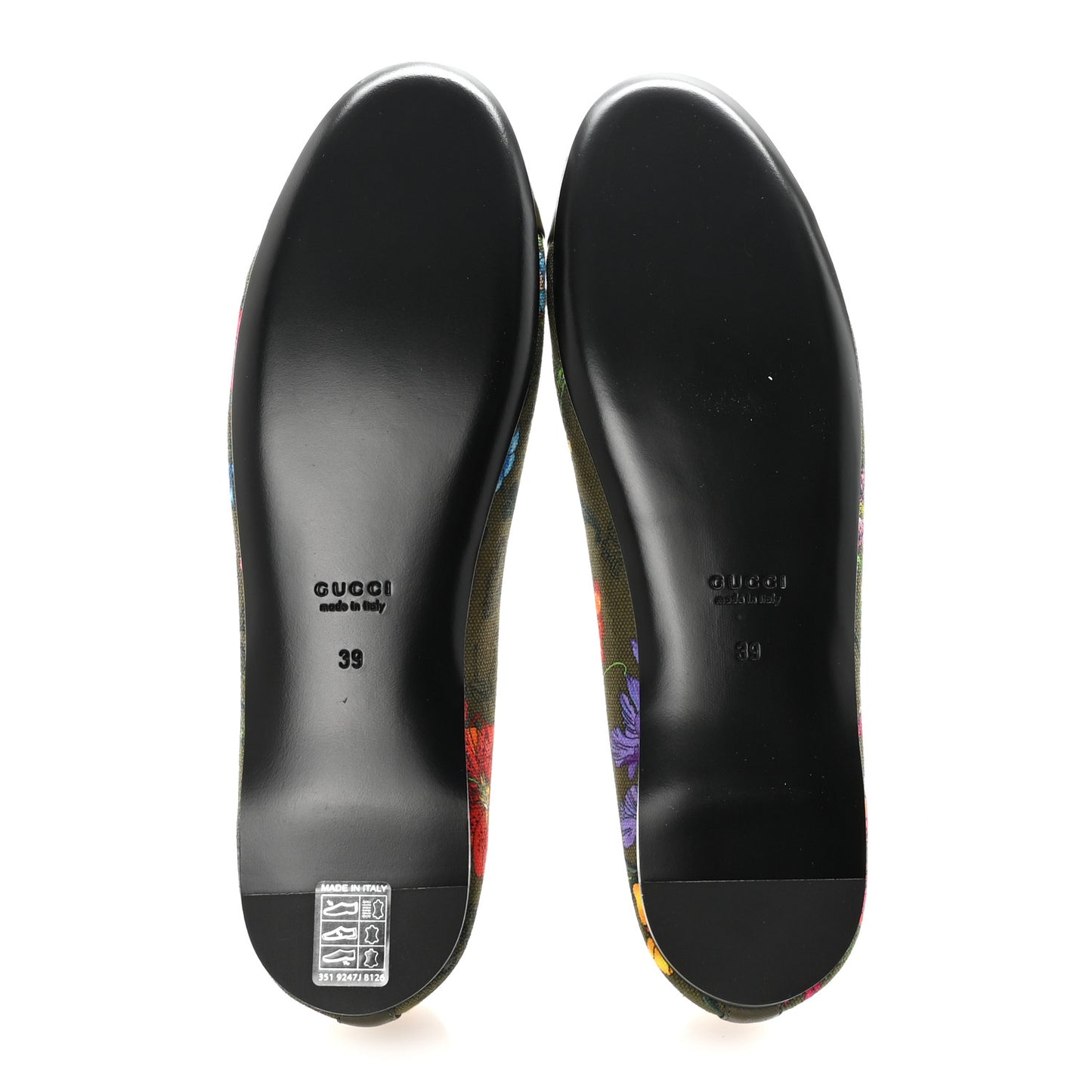 Sepang Flora Faded Canvas GG Marmont Ballerina Flats 39 Dark Green