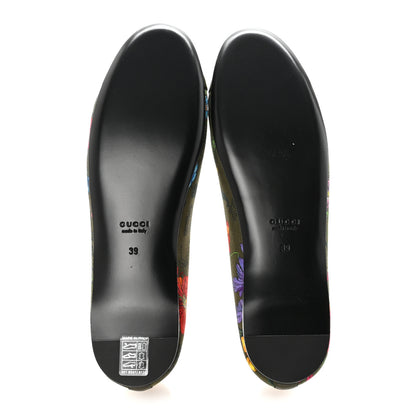 Gucci Sepang Flora Faded Canvas GG Marmont Ballerina Flats 39 Dark Green 6 of 10