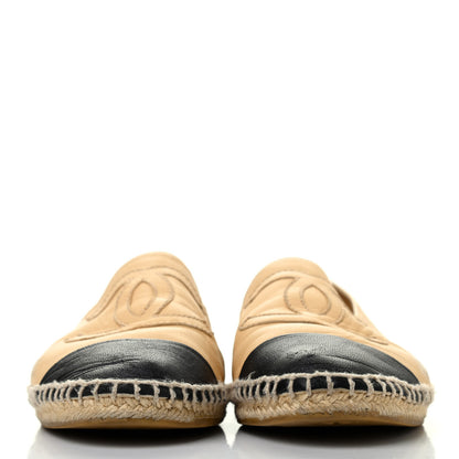 Chanel Lambskin CC Espadrilles 37 Beige Black 2 of 6