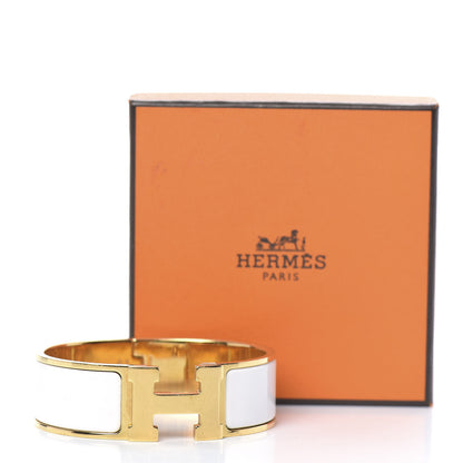 Hermes Enamel Wide Clic Clac H Bracelet GM White 7 of 7