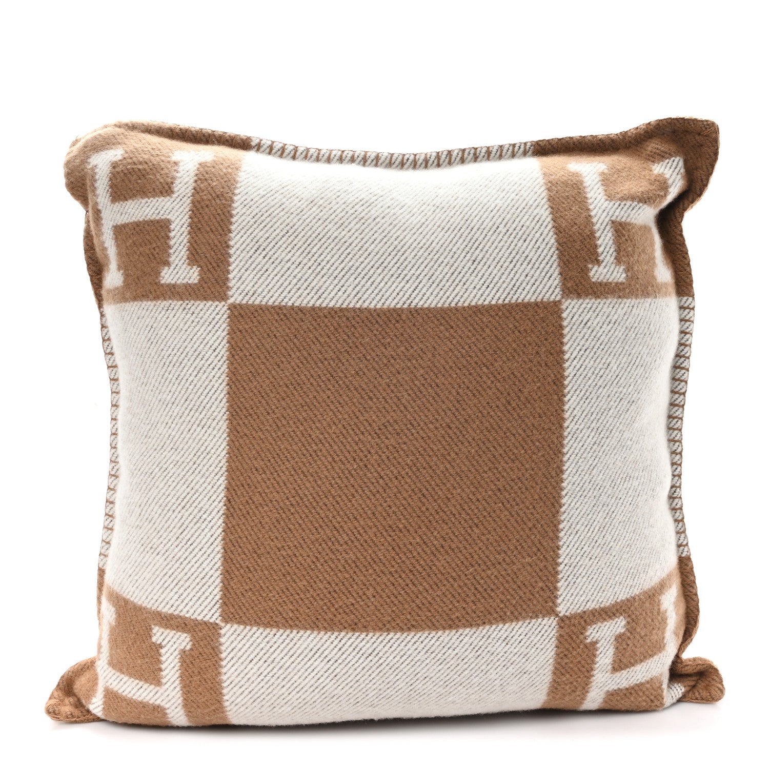Hermes Wool Cashmere Avalon Pillow PM Ecru Camel 1 of 3