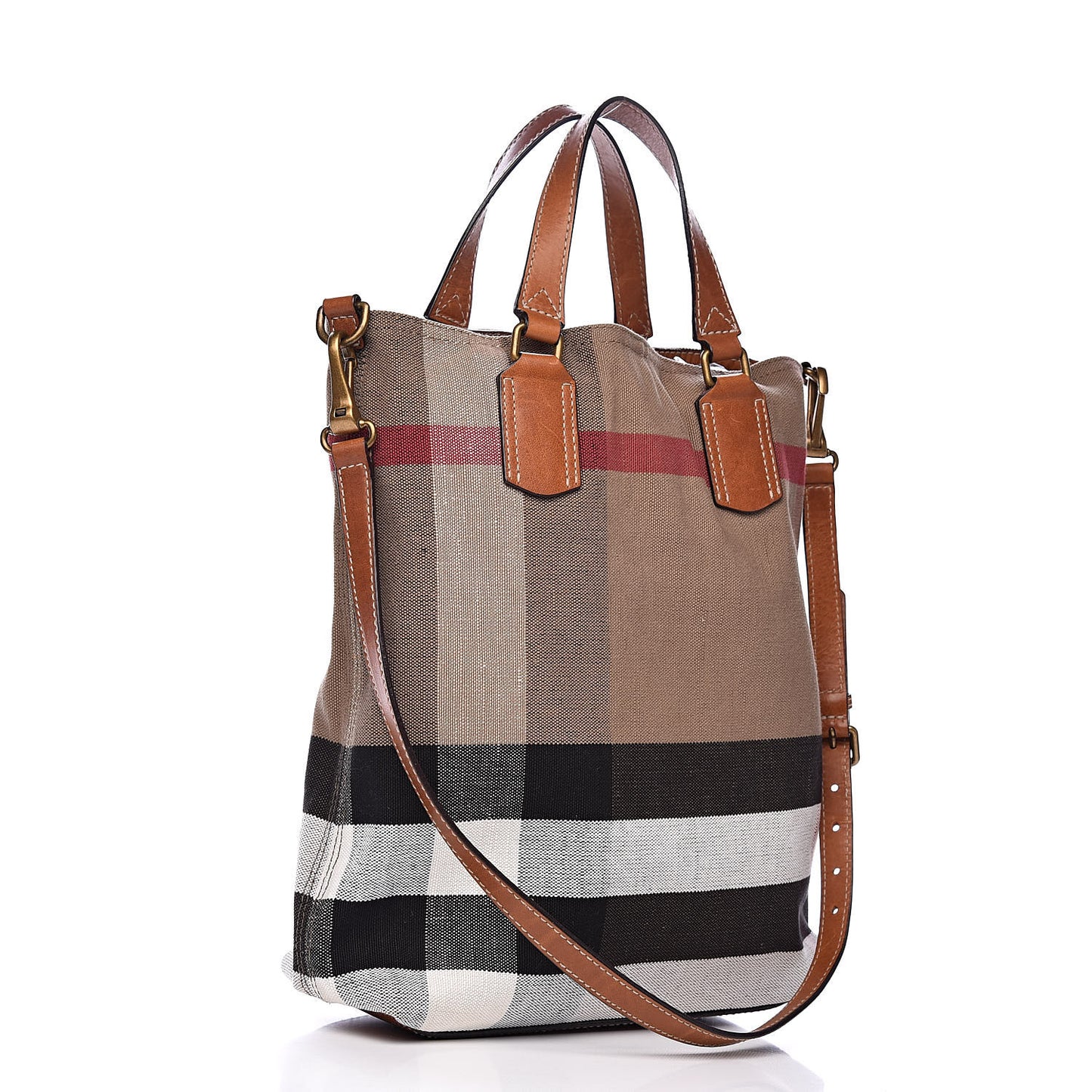 Canvas Mega Check Medium Tottenham Brit Tote Saddle Brown