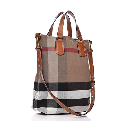 Burberry Canvas Mega Check Medium Tottenham Brit Tote Saddle Brown 3 of 11
