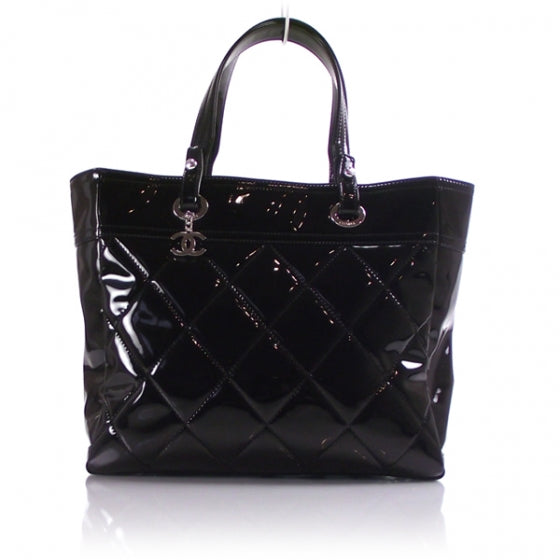 Patent Quilted Large Tote
