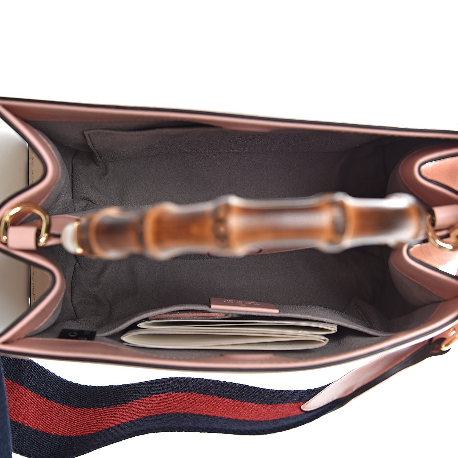 Gucci Nappa Bamboo Web Mini Nymphaea Top Handle Bag Perfect Pink Mystic White 5 of 10