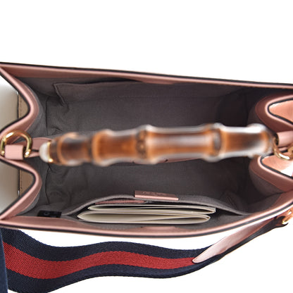 Gucci Nappa Bamboo Web Mini Nymphaea Top Handle Bag Perfect Pink Mystic White 5 of 10