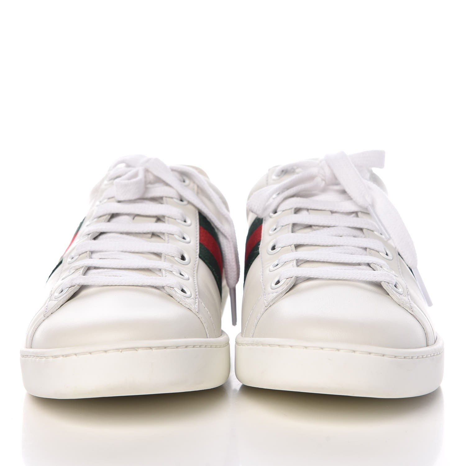 Gucci Calfskin Ayers Bee Embroidered Womens Ace Sneakers 37.5 White Green 2 of 11