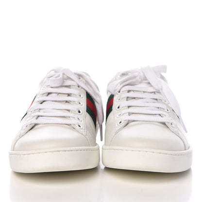 Gucci Calfskin Ayers Bee Embroidered Womens Ace Sneakers 37.5 White Green 2 of 11