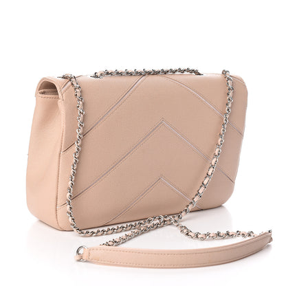 Chanel Caviar Macro Chevron Single Flap Beige 3 of 13