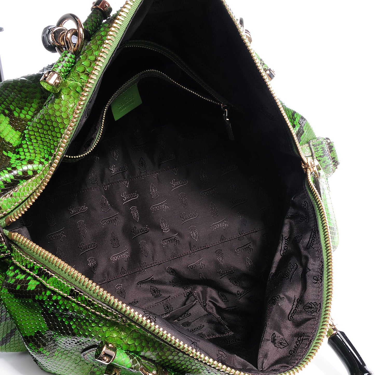Python Pop Bamboo Top Handle Bag Green