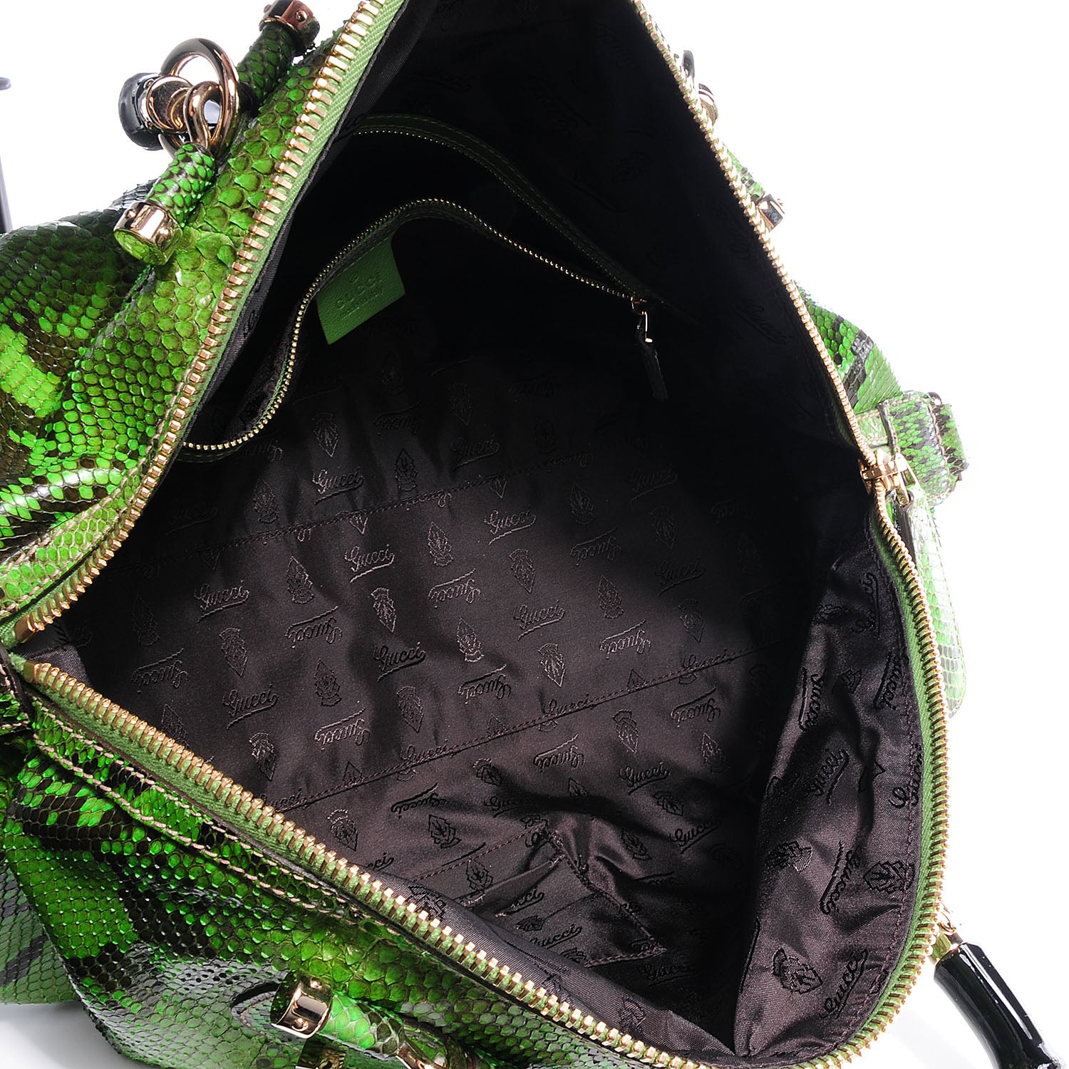 Gucci Python Pop Bamboo Top Handle Bag Green 5 of 8