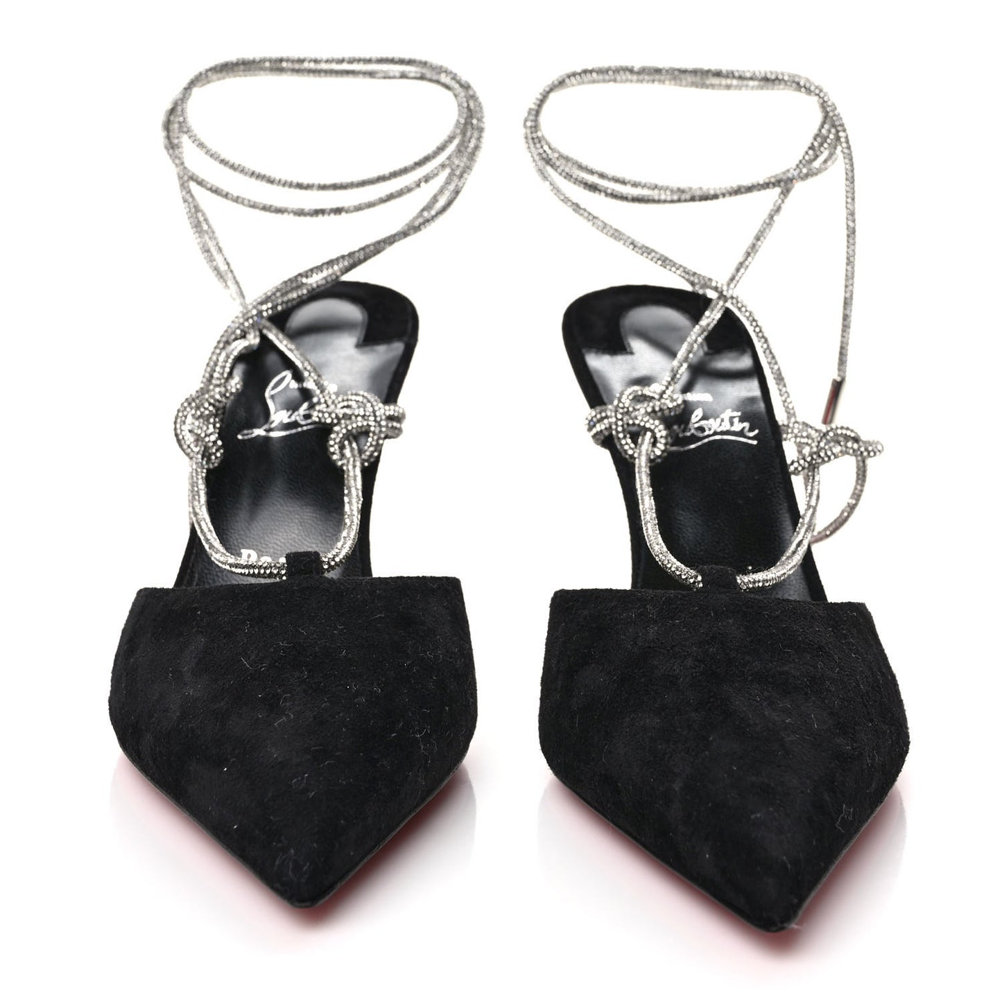 Veau Velours Strass Astrid Lace 85 Sandals 38.5 Black