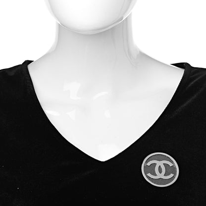 Chanel Mesh Circle CC Brooch Silver 2 of 4