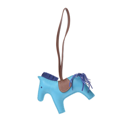 Hermes Milo Lambskin Grigri Rodeo Horse Bag Charm MM Bleu Azteque Bleu Electrique Fauve 1 of 4