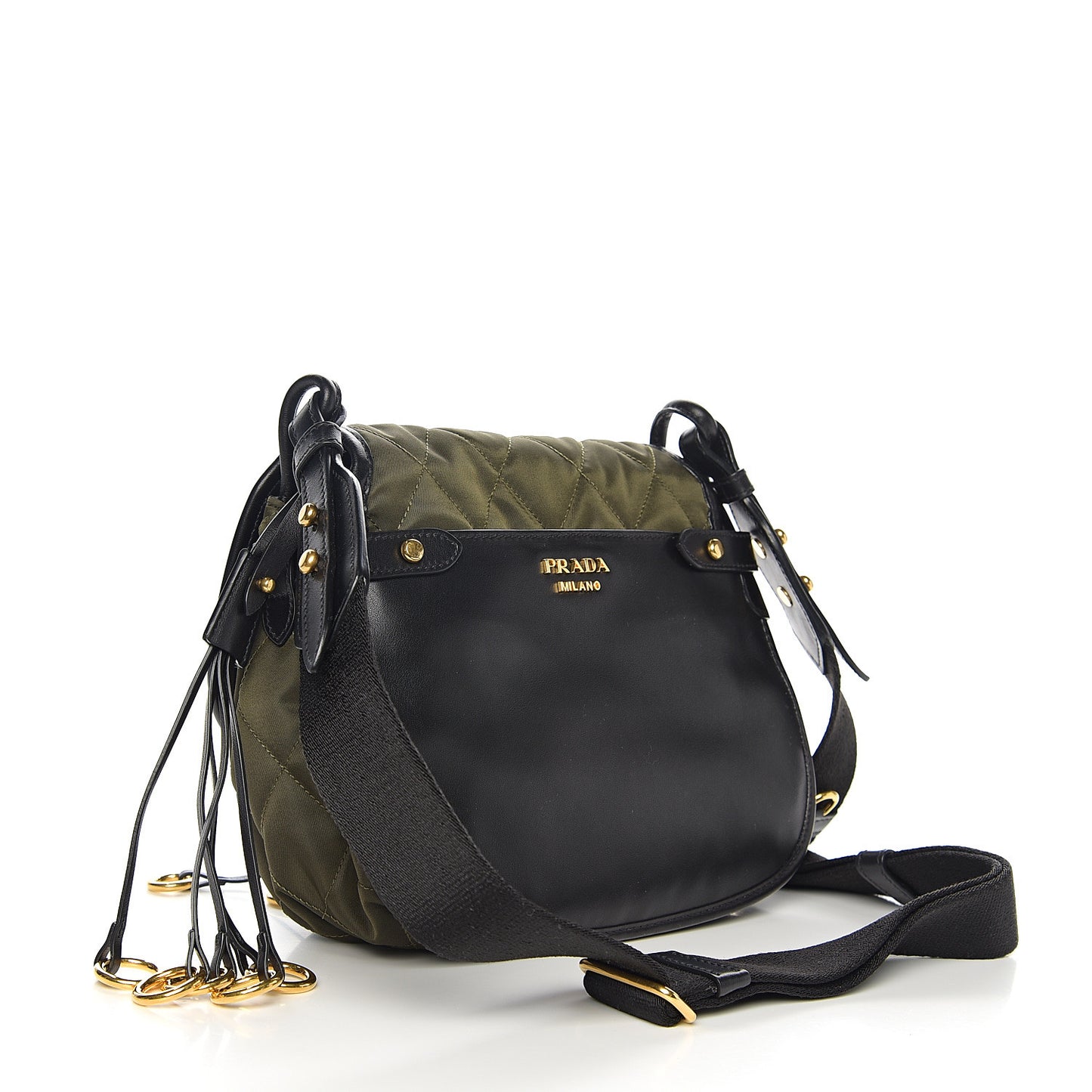 Nylon Calf Quilted Corsaire Bag Militare Black