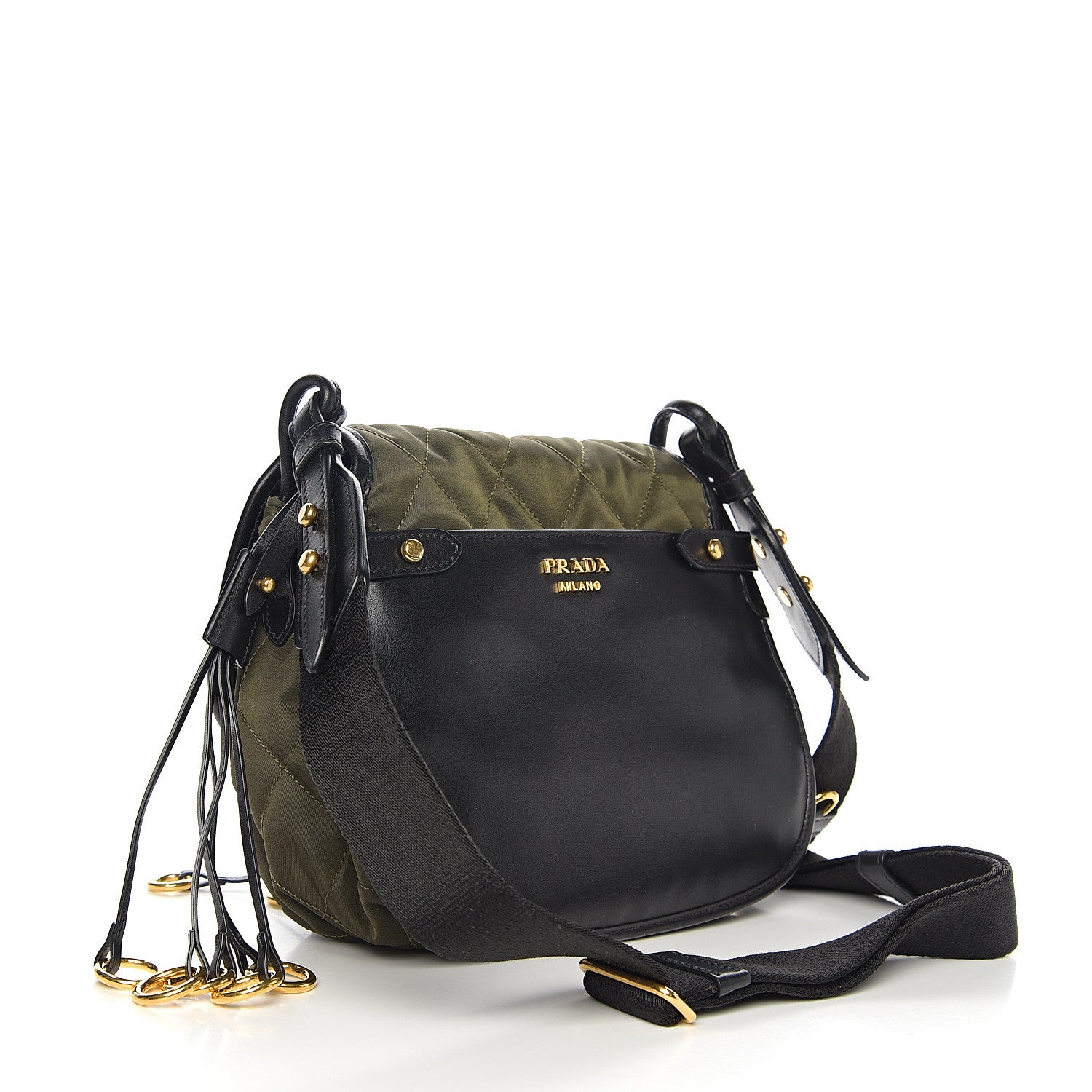 Prada Nylon Calf Quilted Corsaire Bag Militare Black 2 of 8