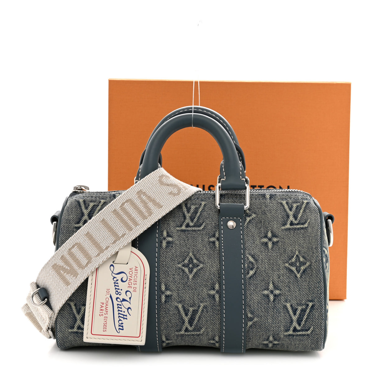 Louis Vuitton Monogram Washed Denim Keepall Bandouliere 25 10 of 10