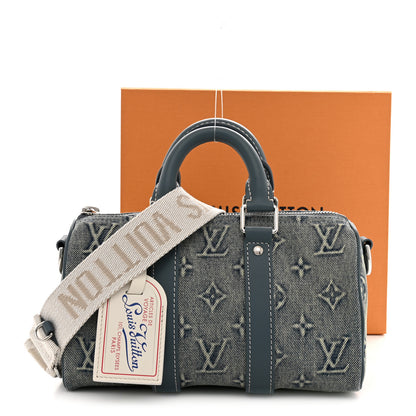 Louis Vuitton Monogram Washed Denim Keepall Bandouliere 25 10 of 10