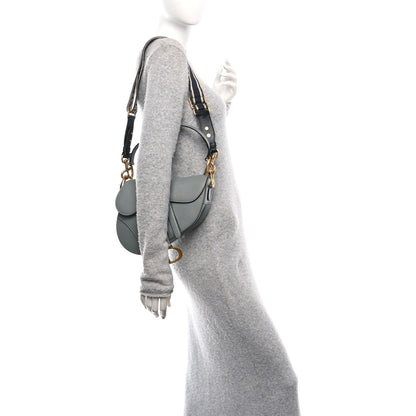 Christian Dior Grained Calfskin Saddle Bag With Strap Stone Grey 2 of 10