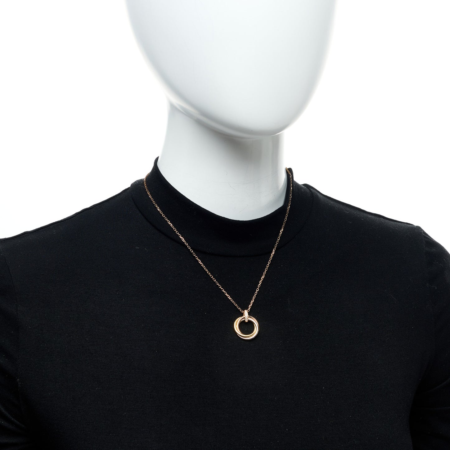 18K Pink White Yellow Gold Diamond Trinity Pendant Necklace