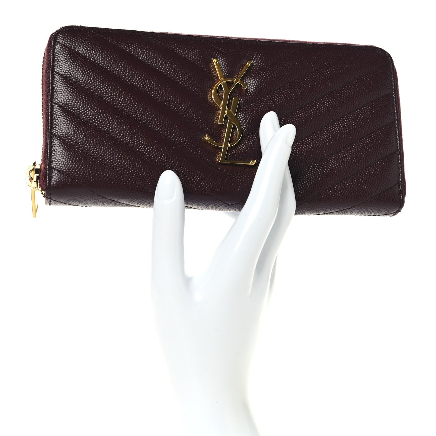 Grain De Poudre Matelasse Chevron Monogram Zip Around Wallet Rouge Legion