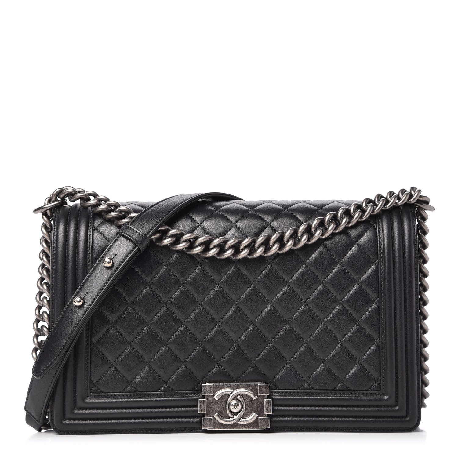Chanel Metallic Calfskin Quilted New Medium Boy Flap Black 1 of 11