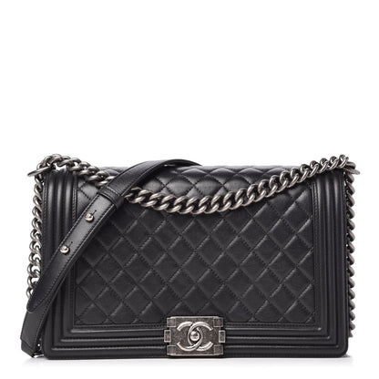 Chanel Metallic Calfskin Quilted New Medium Boy Flap Black 1 of 11