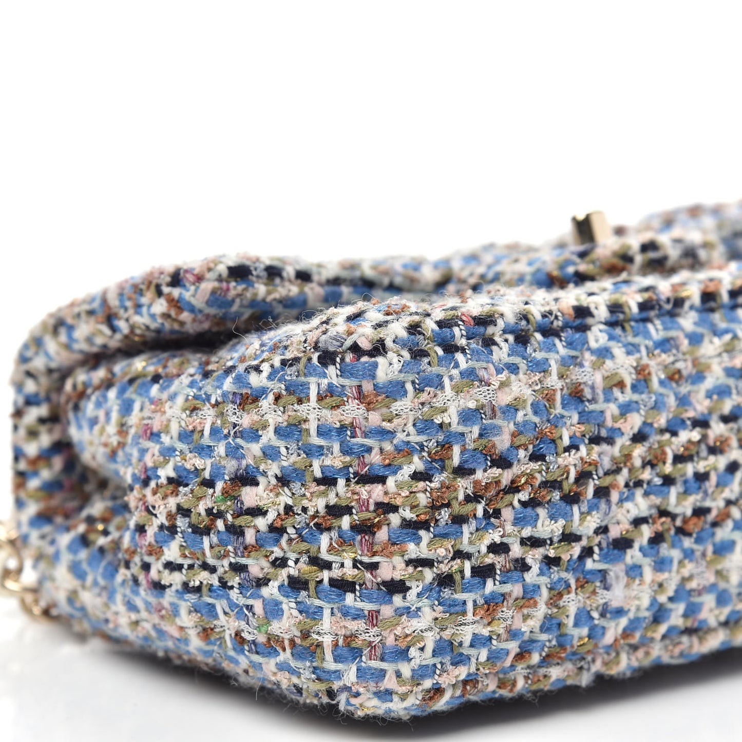 Tweed Quilted Mini Rectangular Flap Blue Multicolor