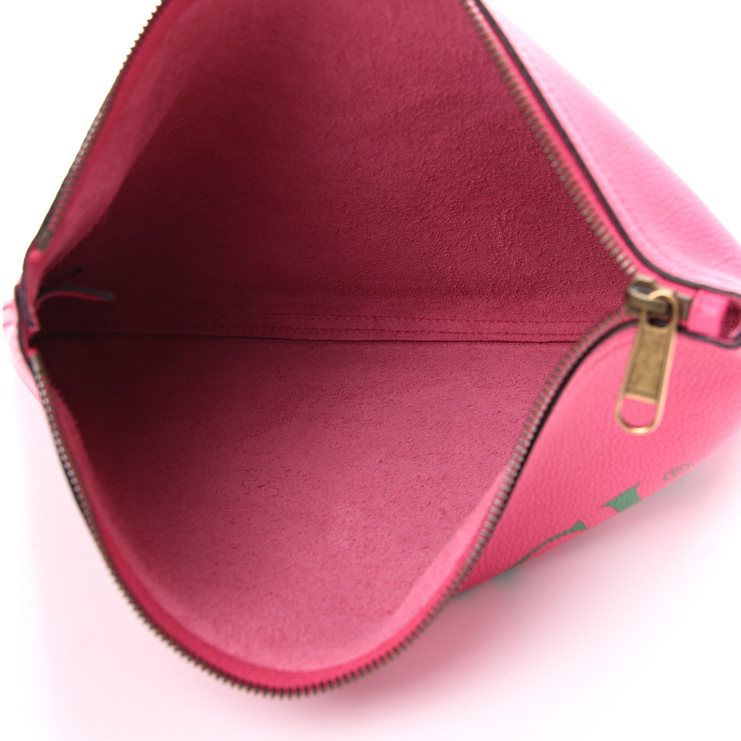 Pebbled Calfskin Medium Logo Portfolio Clutch Box Pink Green