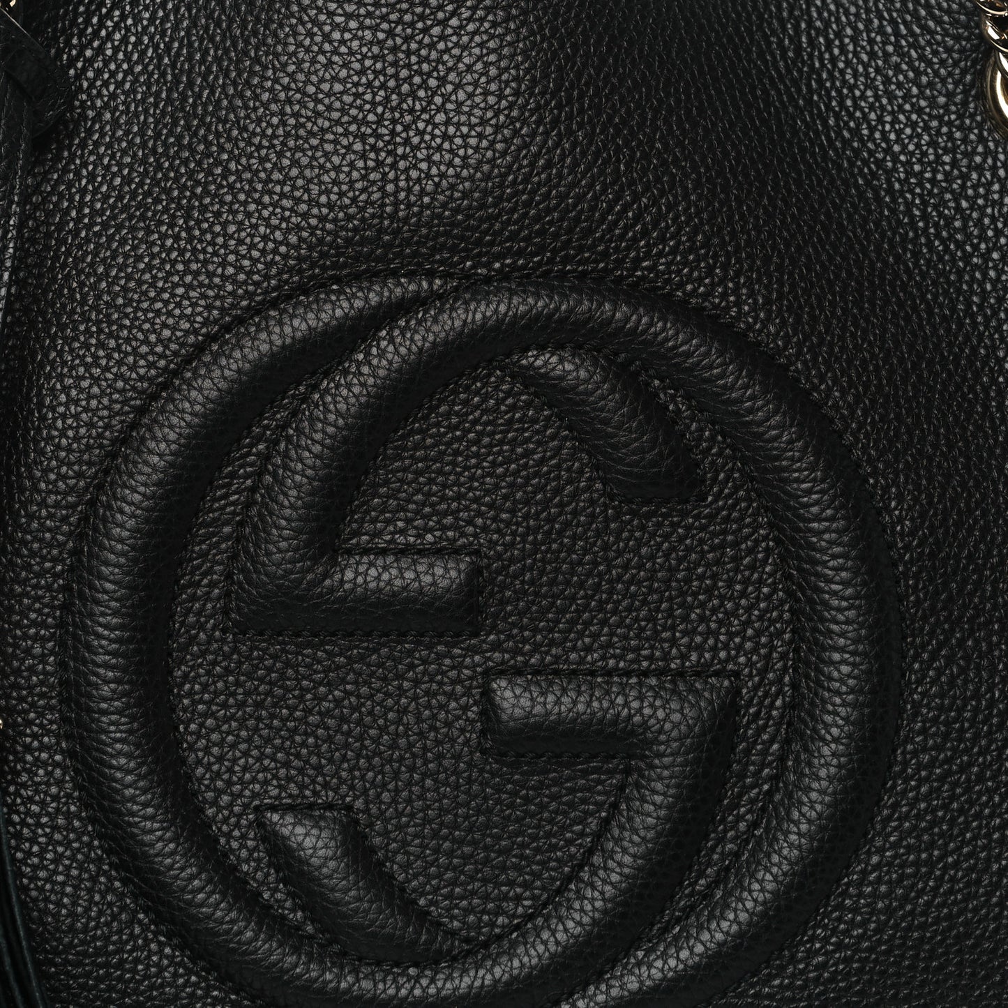 Pebbled Calfskin Medium Soho Chain Shoulder Bag Black