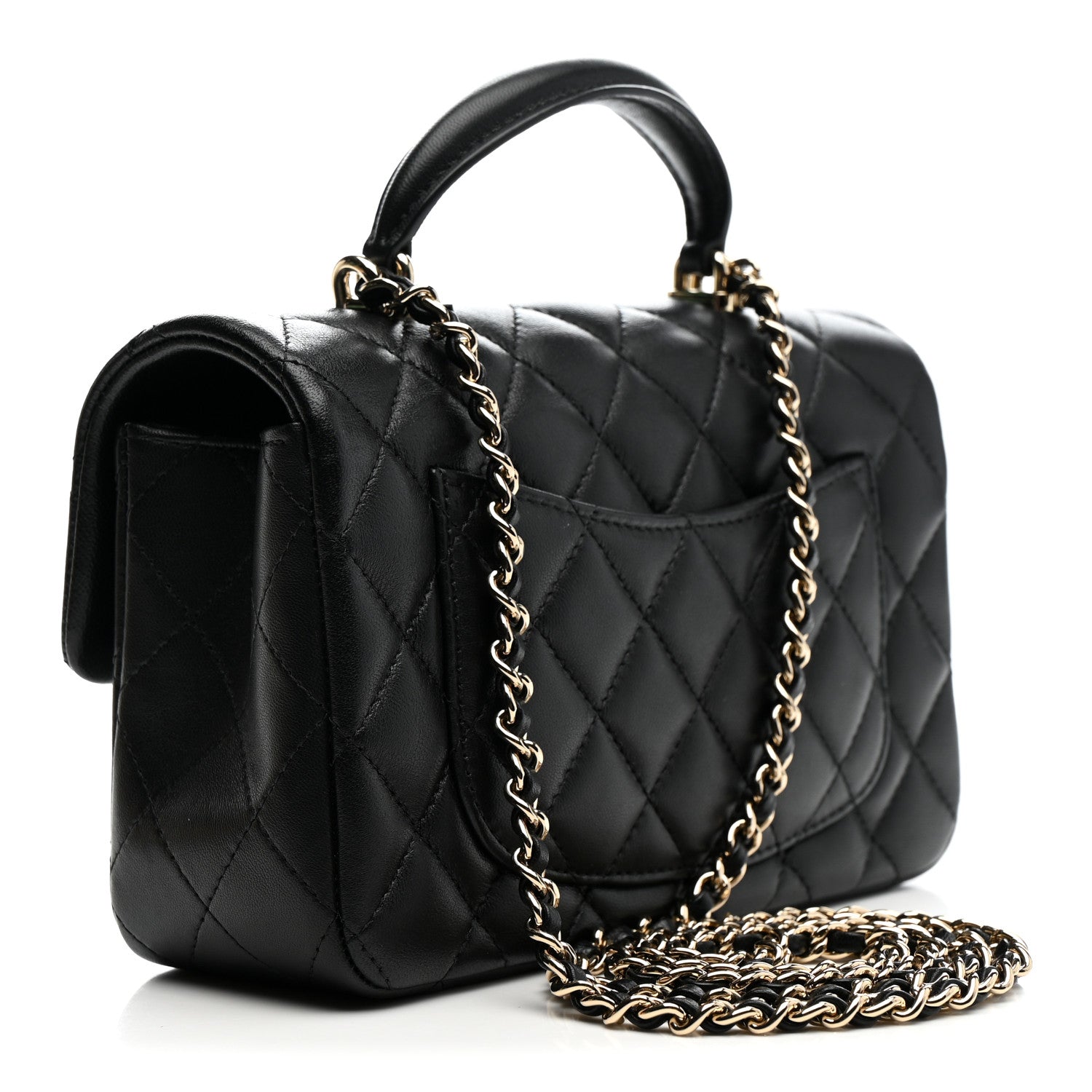 Chanel Lambskin Quilted Mini Top Handle Rectangular Flap Black 3 of 11