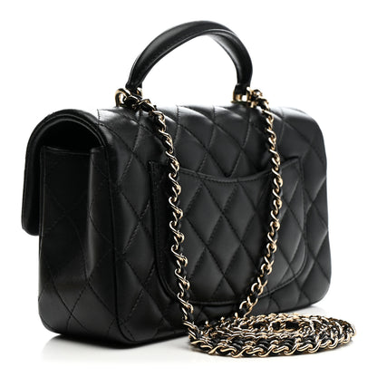 Chanel Lambskin Quilted Mini Top Handle Rectangular Flap Black 3 of 11