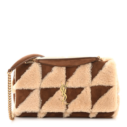 Saint Laurent Suede Shearling Patchwork Monogram Medium Jamie Brown Beige 1 of 10