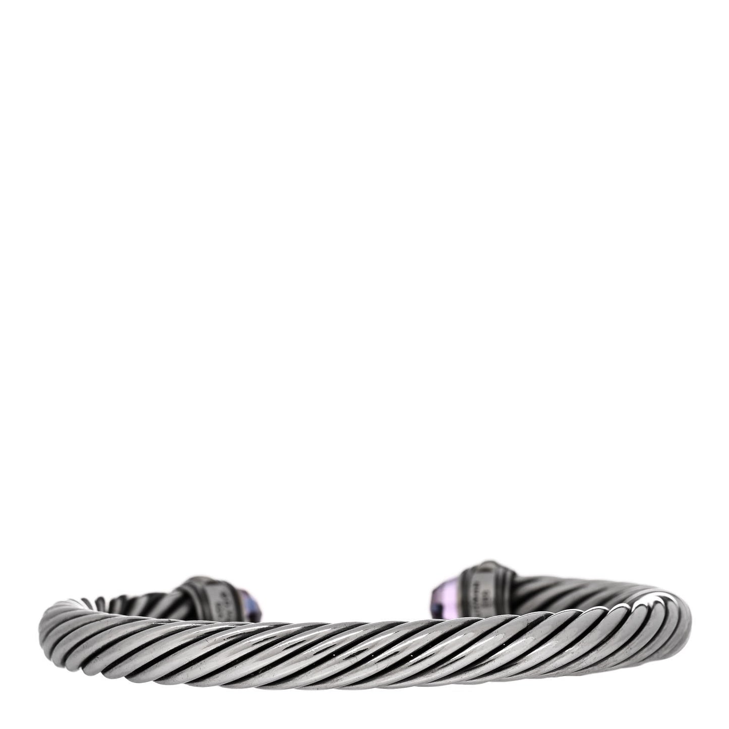 Sterling Silver 14K Yellow Gold Amethyst 7mm Cable Classics Bracelet