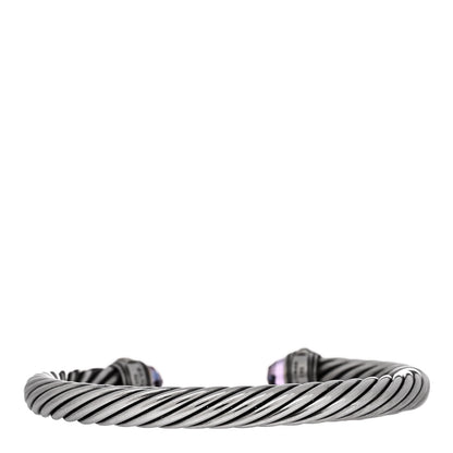 David Yurman Sterling Silver 14K Yellow Gold Amethyst 7mm Cable Classics Bracelet 2 of 3