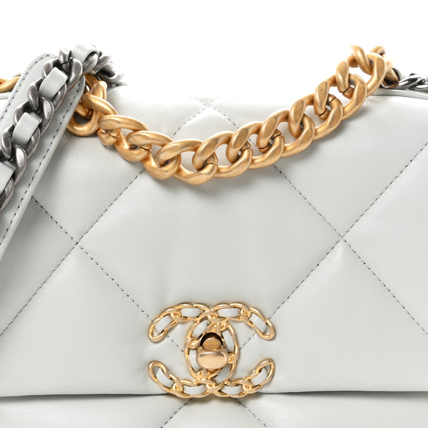 Lambskin Quilted Medium Chanel 19 Flap Light Blue