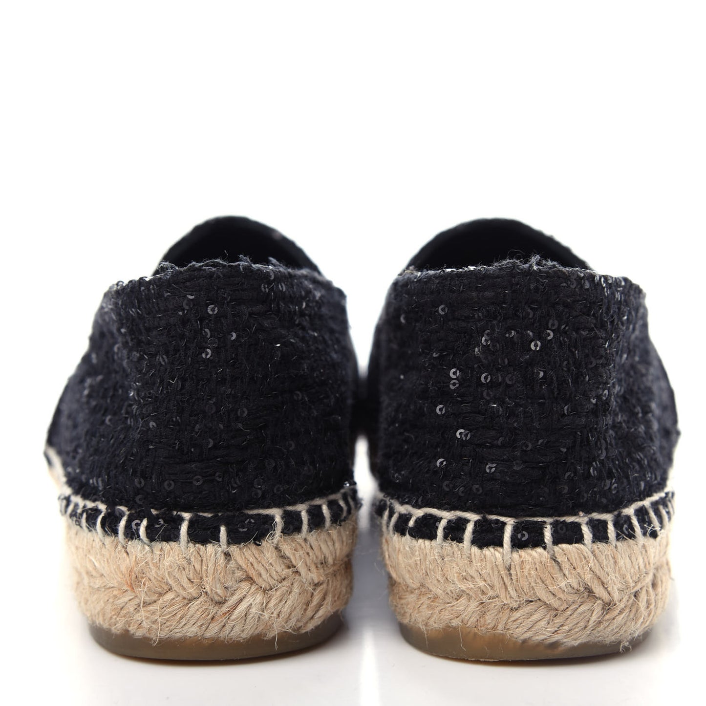 Tweed Patent Goatskin Sequin CC Espadrilles 38 Black